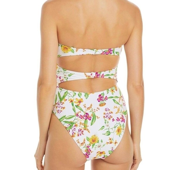 NWT Aqua Women's Small STAR Swim Bandeau Cutout Knots & Ties One Piece Swimsuit - Picture 2 of 14